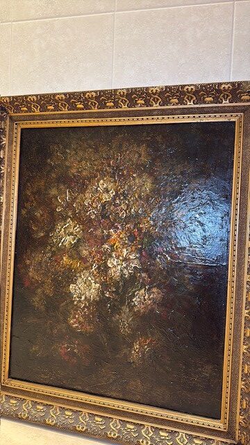 Antiek schilderij met bloemen